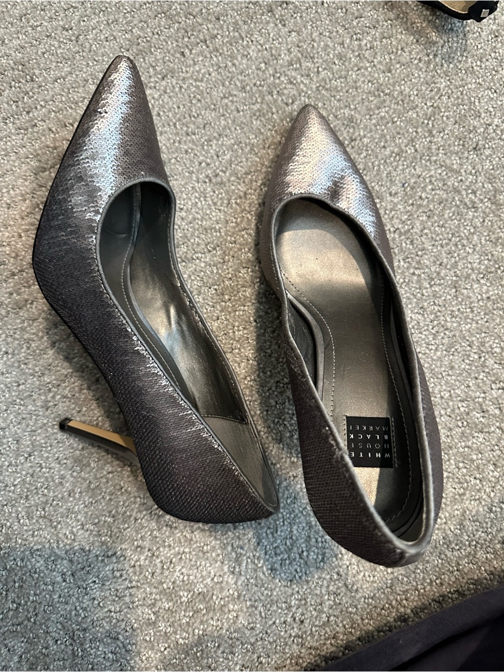 White House Black Market Metallic Gunmetal Pointed-Toe Pumps